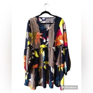 - Bell sleeve, boho, pattern slip on floral dress women’s 2xl